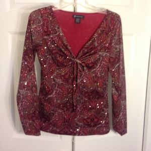 INC Red Long Sleeve top